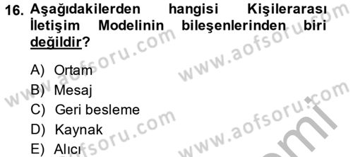 Bütünleşik Pazarlama İletişimi Dersi 2014 - 2015 Yılı (Final) Dönem Sonu Sınav Soruları 16. Soru