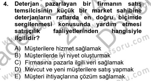 Bütünleşik Pazarlama İletişimi Dersi 2014 - 2015 Yılı (Final) Dönem Sonu Sınav Soruları 4. Soru