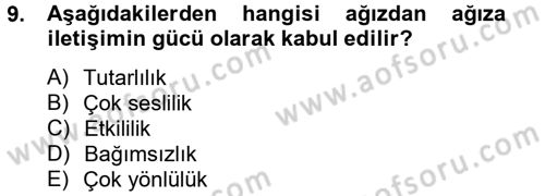 Bütünleşik Pazarlama İletişimi Dersi 2014 - 2015 Yılı (Final) Dönem Sonu Sınav Soruları 9. Soru