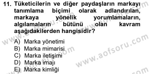 Bütünleşik Pazarlama İletişimi Dersi 2014 - 2015 Yılı Tek Ders Sınav Soruları 11. Soru