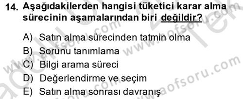 Bütünleşik Pazarlama İletişimi Dersi 2014 - 2015 Yılı Tek Ders Sınav Soruları 14. Soru
