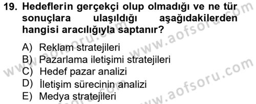 Bütünleşik Pazarlama İletişimi Dersi 2014 - 2015 Yılı Tek Ders Sınav Soruları 19. Soru