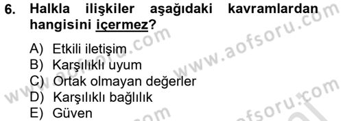 Bütünleşik Pazarlama İletişimi Dersi 2014 - 2015 Yılı Tek Ders Sınav Soruları 6. Soru