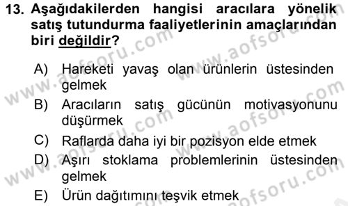 Bütünleşik Pazarlama İletişimi Dersi 2015 - 2016 Yılı (Vize) Ara Sınav Soruları 13. Soru