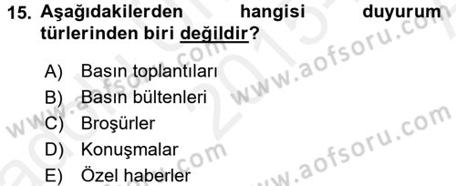 Bütünleşik Pazarlama İletişimi Dersi 2015 - 2016 Yılı (Vize) Ara Sınav Soruları 15. Soru