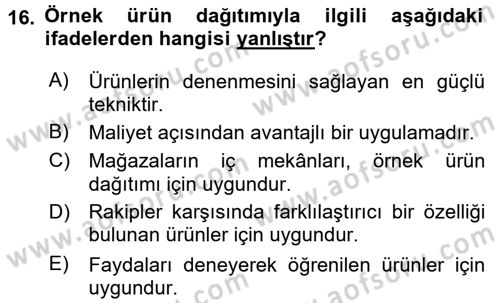 Bütünleşik Pazarlama İletişimi Dersi 2015 - 2016 Yılı (Vize) Ara Sınav Soruları 16. Soru