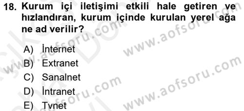 Bütünleşik Pazarlama İletişimi Dersi 2015 - 2016 Yılı (Vize) Ara Sınav Soruları 18. Soru