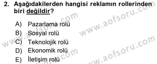Bütünleşik Pazarlama İletişimi Dersi 2015 - 2016 Yılı (Vize) Ara Sınav Soruları 2. Soru