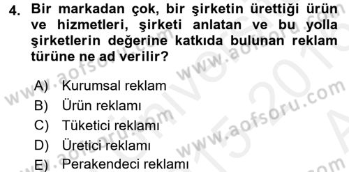 Bütünleşik Pazarlama İletişimi Dersi 2015 - 2016 Yılı (Vize) Ara Sınav Soruları 4. Soru