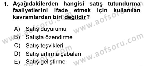 Bütünleşik Pazarlama İletişimi Dersi 2015 - 2016 Yılı (Final) Dönem Sonu Sınav Soruları 1. Soru