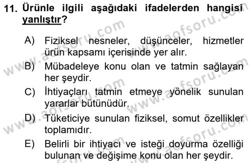 Bütünleşik Pazarlama İletişimi Dersi 2015 - 2016 Yılı (Final) Dönem Sonu Sınav Soruları 11. Soru