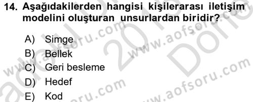 Bütünleşik Pazarlama İletişimi Dersi 2015 - 2016 Yılı (Final) Dönem Sonu Sınav Soruları 14. Soru