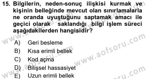 Bütünleşik Pazarlama İletişimi Dersi 2015 - 2016 Yılı (Final) Dönem Sonu Sınav Soruları 15. Soru