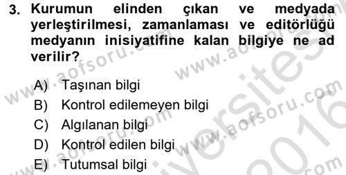Bütünleşik Pazarlama İletişimi Dersi 2015 - 2016 Yılı (Final) Dönem Sonu Sınav Soruları 3. Soru