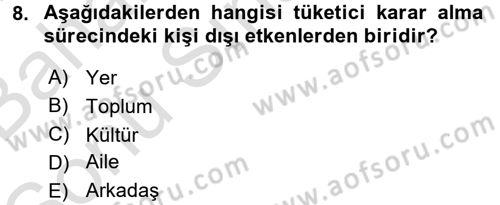 Bütünleşik Pazarlama İletişimi Dersi 2015 - 2016 Yılı (Final) Dönem Sonu Sınav Soruları 8. Soru