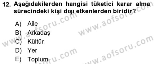 Bütünleşik Pazarlama İletişimi Dersi 2015 - 2016 Yılı Tek Ders Sınav Soruları 12. Soru
