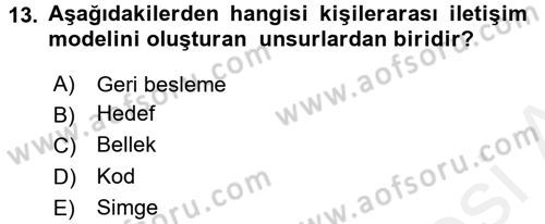 Bütünleşik Pazarlama İletişimi Dersi 2015 - 2016 Yılı Tek Ders Sınav Soruları 13. Soru