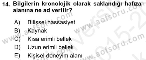 Bütünleşik Pazarlama İletişimi Dersi 2015 - 2016 Yılı Tek Ders Sınav Soruları 14. Soru