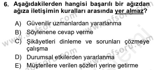 Bütünleşik Pazarlama İletişimi Dersi 2015 - 2016 Yılı Tek Ders Sınav Soruları 6. Soru
