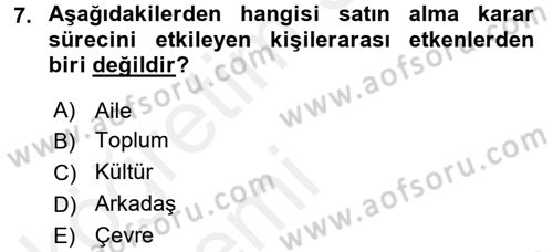 Bütünleşik Pazarlama İletişimi Dersi 2015 - 2016 Yılı Tek Ders Sınav Soruları 7. Soru
