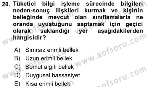 Bütünleşik Pazarlama İletişimi Dersi 2016 - 2017 Yılı 3 Ders Sınav Soruları 20. Soru