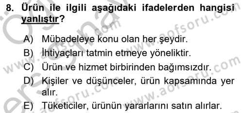 Bütünleşik Pazarlama İletişimi Dersi 2016 - 2017 Yılı 3 Ders Sınav Soruları 8. Soru