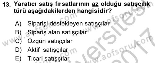 Bütünleşik Pazarlama İletişimi Dersi 2016 - 2017 Yılı (Vize) Ara Sınav Soruları 13. Soru