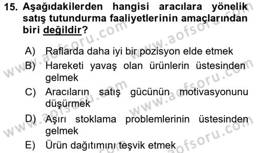 Bütünleşik Pazarlama İletişimi Dersi 2016 - 2017 Yılı (Vize) Ara Sınav Soruları 15. Soru