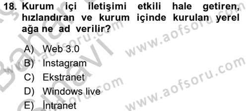 Bütünleşik Pazarlama İletişimi Dersi 2016 - 2017 Yılı (Vize) Ara Sınav Soruları 18. Soru