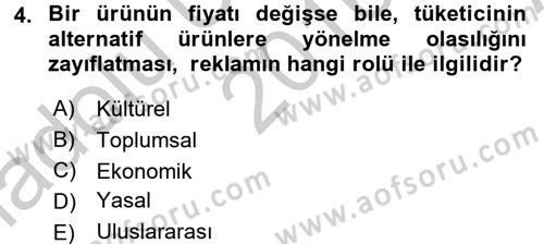 Bütünleşik Pazarlama İletişimi Dersi 2016 - 2017 Yılı (Vize) Ara Sınav Soruları 4. Soru