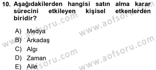 Bütünleşik Pazarlama İletişimi Dersi 2016 - 2017 Yılı (Final) Dönem Sonu Sınav Soruları 10. Soru