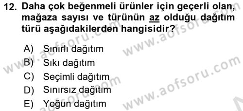 Bütünleşik Pazarlama İletişimi Dersi 2016 - 2017 Yılı (Final) Dönem Sonu Sınav Soruları 12. Soru