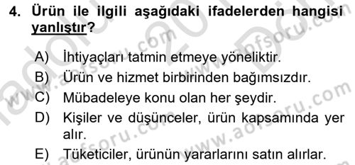 Bütünleşik Pazarlama İletişimi Dersi 2016 - 2017 Yılı (Final) Dönem Sonu Sınav Soruları 4. Soru