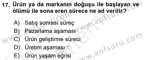 Bütünleşik Pazarlama İletişimi Dersi 2017 - 2018 Yılı (Final) Dönem Sonu Sınav Soruları 17. Soru