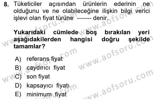 Bütünleşik Pazarlama İletişimi Dersi 2017 - 2018 Yılı (Final) Dönem Sonu Sınav Soruları 8. Soru