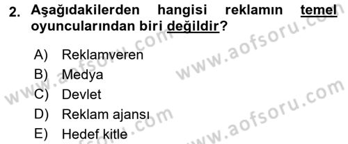 Bütünleşik Pazarlama İletişimi Dersi 2018 - 2019 Yılı 3 Ders Sınav Soruları 2. Soru