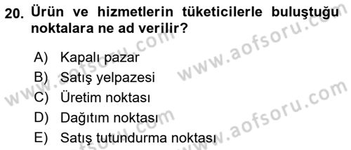 Bütünleşik Pazarlama İletişimi Dersi 2018 - 2019 Yılı 3 Ders Sınav Soruları 20. Soru