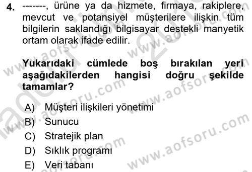 Bütünleşik Pazarlama İletişimi Dersi 2018 - 2019 Yılı 3 Ders Sınav Soruları 4. Soru