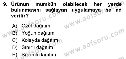 Bütünleşik Pazarlama İletişimi Dersi 2018 - 2019 Yılı 3 Ders Sınav Soruları 9. Soru