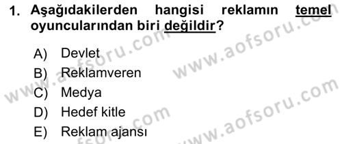 Bütünleşik Pazarlama İletişimi Dersi 2018 - 2019 Yılı (Vize) Ara Sınav Soruları 1. Soru