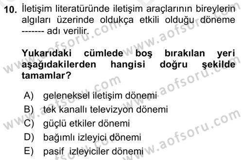 Bütünleşik Pazarlama İletişimi Dersi 2018 - 2019 Yılı (Vize) Ara Sınav Soruları 10. Soru