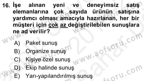 Bütünleşik Pazarlama İletişimi Dersi 2018 - 2019 Yılı (Vize) Ara Sınav Soruları 16. Soru