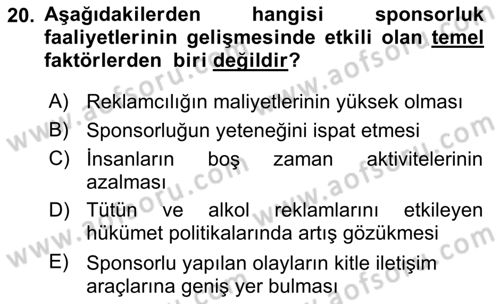 Bütünleşik Pazarlama İletişimi Dersi 2018 - 2019 Yılı (Vize) Ara Sınav Soruları 20. Soru