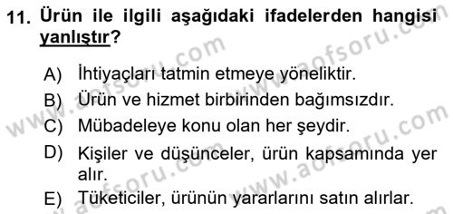 Bütünleşik Pazarlama İletişimi Dersi 2018 - 2019 Yılı Yaz Okulu Sınav Soruları 11. Soru