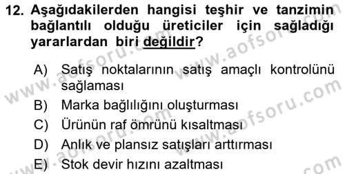 Bütünleşik Pazarlama İletişimi Dersi 2018 - 2019 Yılı Yaz Okulu Sınav Soruları 12. Soru