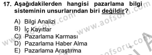 Sağlık Hizmetleri Pazarlaması Dersi 2012 - 2013 Yılı (Vize) Ara Sınavı 17. Soru