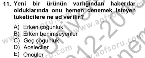 Sağlık Hizmetleri Pazarlaması Dersi 2012 - 2013 Yılı (Final) Dönem Sonu Sınav Soruları 11. Soru