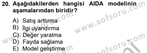 Sağlık Hizmetleri Pazarlaması Dersi 2012 - 2013 Yılı (Final) Dönem Sonu Sınav Soruları 20. Soru