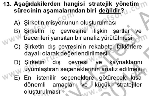 Sağlık Hizmetleri Pazarlaması Dersi 2013 - 2014 Yılı (Vize) Ara Sınav Soruları 13. Soru