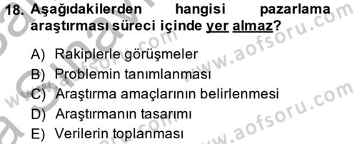 Sağlık Hizmetleri Pazarlaması Dersi 2013 - 2014 Yılı (Vize) Ara Sınav Soruları 18. Soru